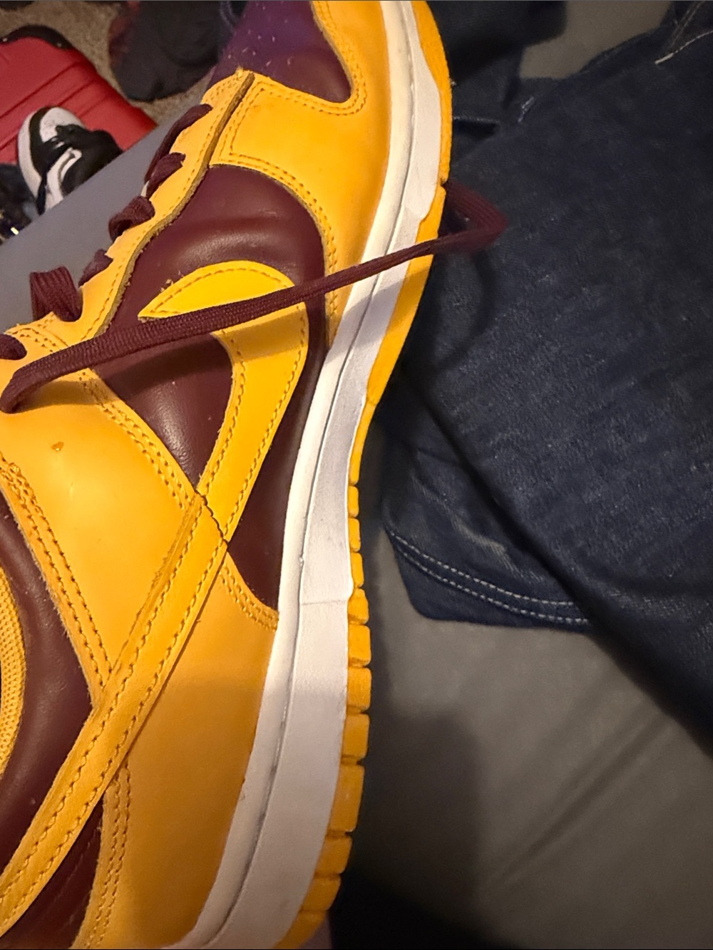 Nike Maroon & Gold Low-Top Sneakers - Picture 3 of 4